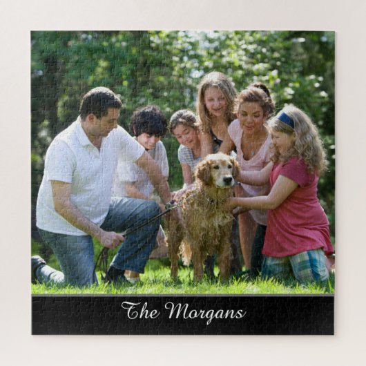 写真と名前、またはメッセージ(白いスクリプト) ジグソーパズル (縦)