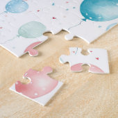 写真と名前、青いバルーン ジグソーパズル (側面)