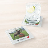 写真と名前Bulldogフランスの Dog Lover ガラスコースター (アングル)