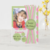 写真と名最高の前のピンクと誕生日の日 カード (黄色い花)