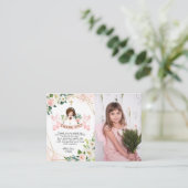 写真と女の子ピンク聖体拝領サンキューカード エンクロージャーカード (スタンド正面)