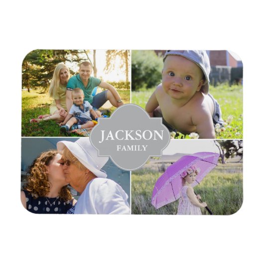 写真と姓の写真 マグネット (横)