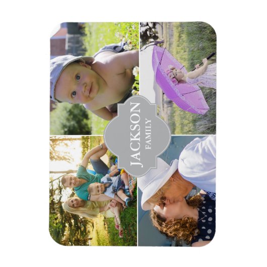 写真と姓の写真 マグネット (縦)