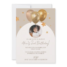 写真と子供の誕生日パーティー招待状