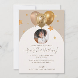 写真と子供の誕生日パーティー招待状 招待状