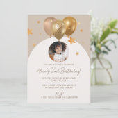 写真と子供の誕生日パーティー招待状 招待状 (スタンド正面)