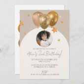 写真と子供の誕生日パーティー招待状 招待状 (正面/裏面)