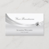 写真と宝石飾付きの高貴な白い銀 名刺 (正面)