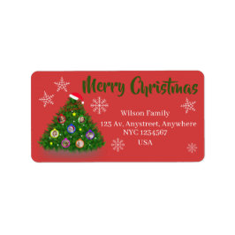 写真と家族のクリスマスツリー ラベル