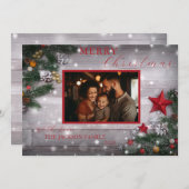 写真と封筒とフラットメリークリスマスカード 招待状 (正面/裏面)