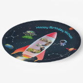 写真と巨大な3つ | 宇宙ロケット第3誕生日 ペーパープレート (アングル)
