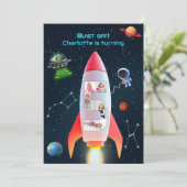 写真と巨大な5つ | ロケット宇宙第5誕生日 招待状 (スタンド正面)