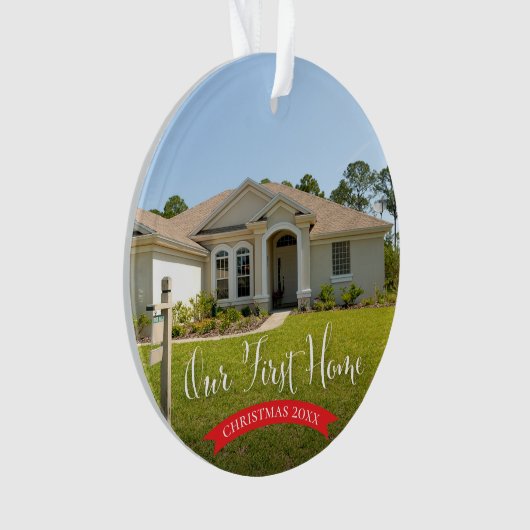 写真と年のクリスマスを持つ初めての家 オーナメント (正面)