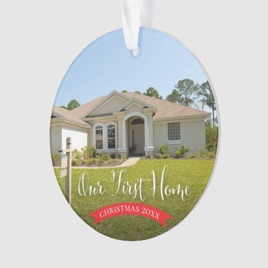 写真と年のクリスマスを持つ初めての家 オーナメント (正面)