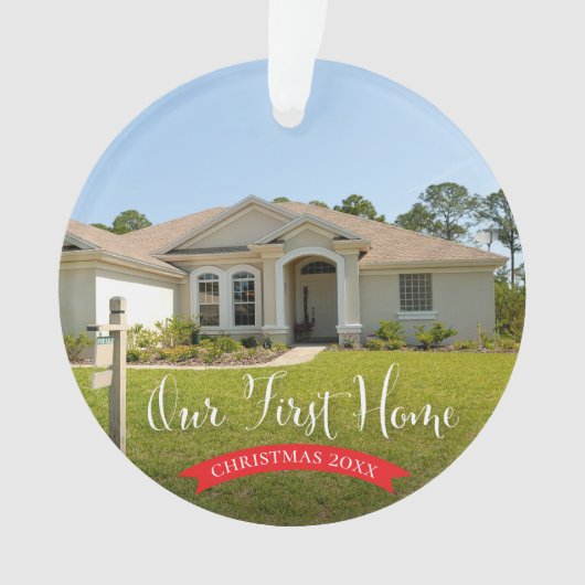 写真と年のクリスマスを持つ初めての家 オーナメント (正面)