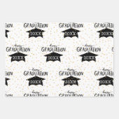 写真と年を使用した卒業 ラッピングペーパーシート (正面3)