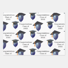 写真と年を使用した卒業 ラッピングペーパーシート