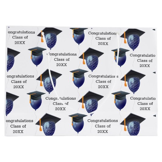 写真と年を使用した卒業 ラージペーパーバッグ (裏面)