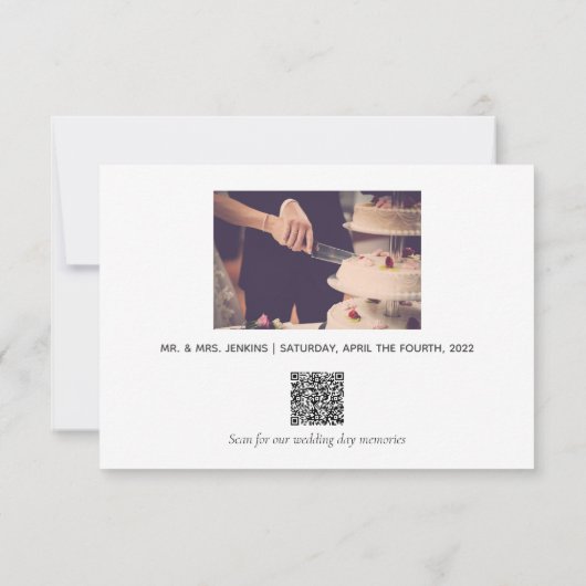 写真と思い出QRコード結婚の サンキューカード (裏面)