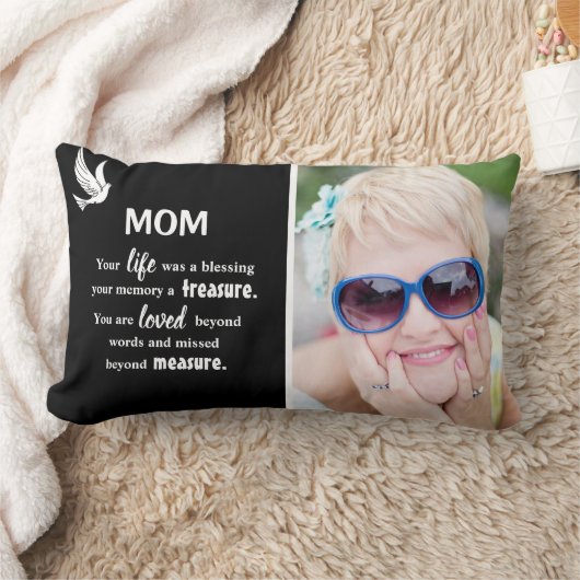 写真と悔やみや弔慰引用文メモリアル記念 ランバークッション (ブランケット)