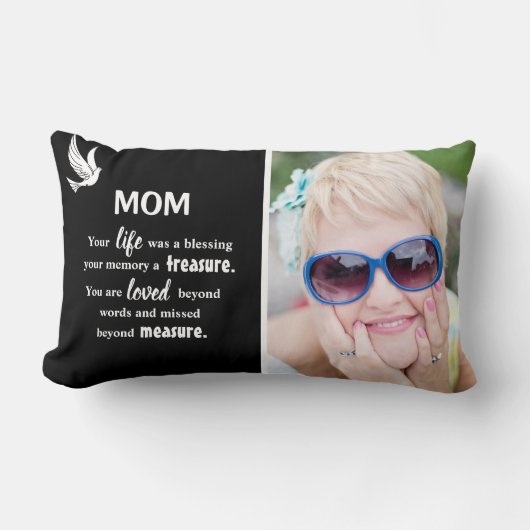 写真と悔やみや弔慰引用文メモリアル記念 ランバークッション (正面)