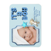 写真と情報とベビー・ベアの少年 マグネット (縦)