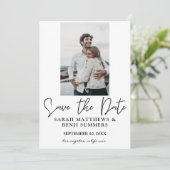 写真と手のタイポグラフィ日付を保存2 White Vert 招待状 (スタンド正面)