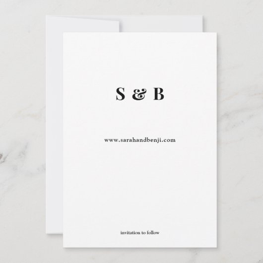 写真と手のタイポグラフィ日付を保存2 White Vert 招待状 (裏面)