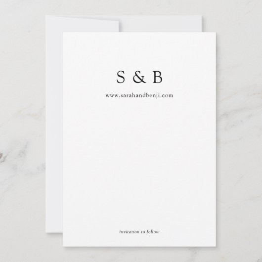 写真と手のタイポグラフィ日付を保存3垂直 招待状 (裏面)