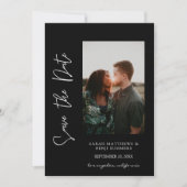 写真と手のタイポグラフィ日付を保存3 B垂直 招待状 (正面)