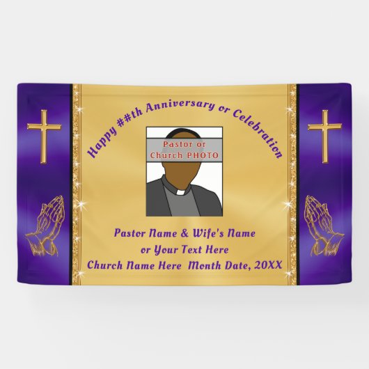 写真と教会パーソナライズされたの記念日のバナー 横断幕 (横)