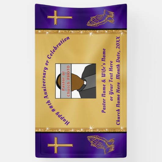 写真と教会パーソナライズされたの記念日のバナー 横断幕 (縦)