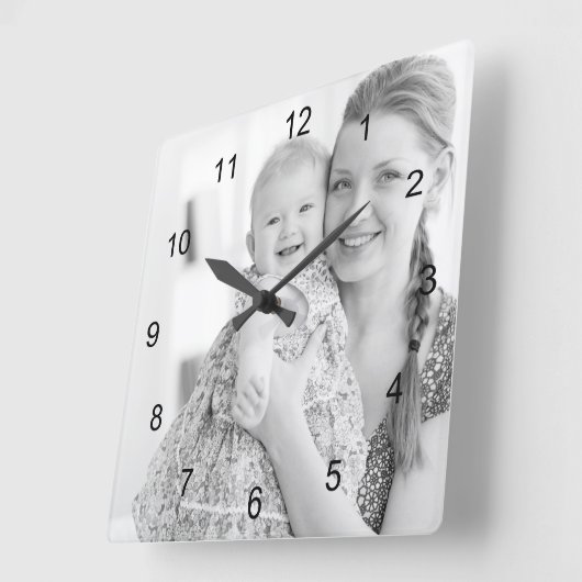 写真と数字は自分で作る スクエア壁時計 (傾斜)