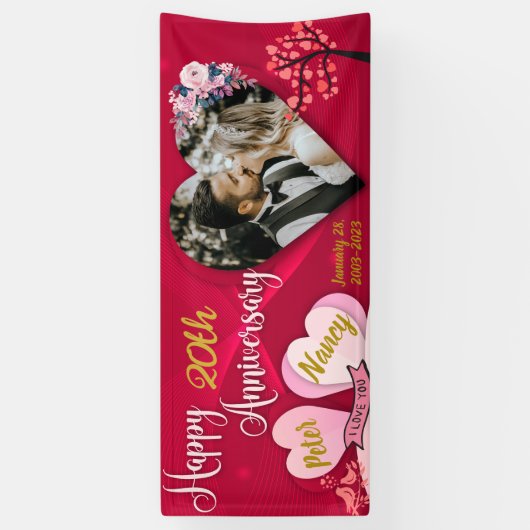 写真と文字でカスタマイズ可能な記念日バナー 横断幕 (縦)