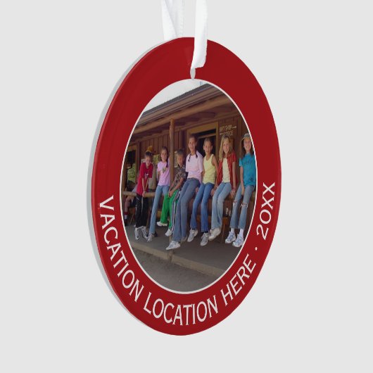 写真と文字で休暇のお土産を作る オーナメント (正面)