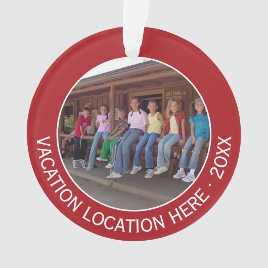 写真と文字で休暇のお土産を作る オーナメント (正面)
