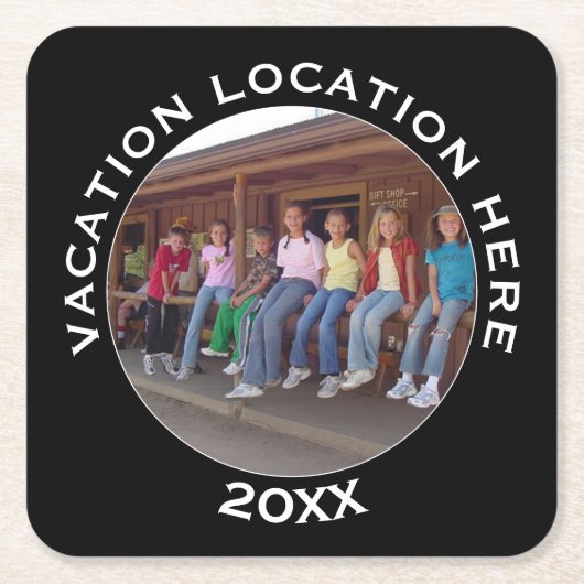 写真と文字で休暇のお土産を作る スクエアペーパーコースター (正面)