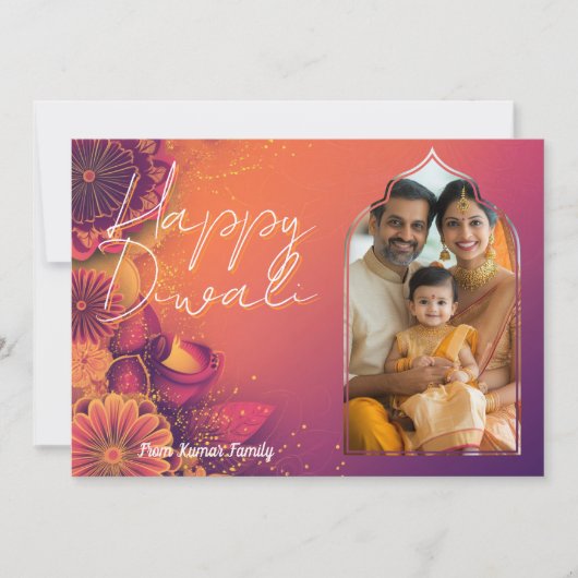 写真と文字のカスタムフェスティバルフレームカード付き 招待状 (正面)