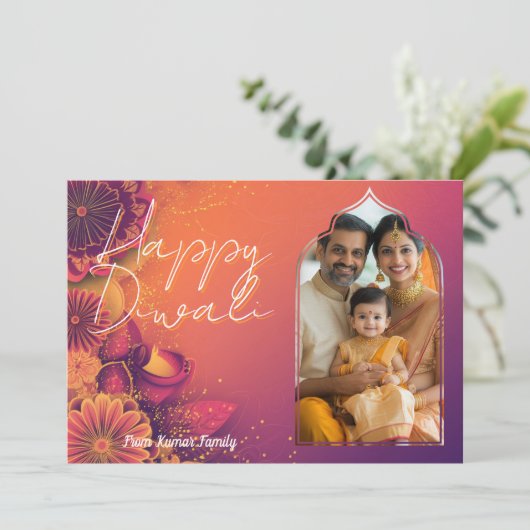 写真と文字のカスタムフェスティバルフレームカード付き 招待状 (スタンド正面)