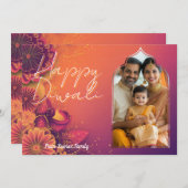 写真と文字のカスタムフェスティバルフレームカード付き 招待状 (正面/裏面)