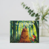 写真と文字の水かわいらし色の自然緑を追加 ポストカード (スタンド正面)