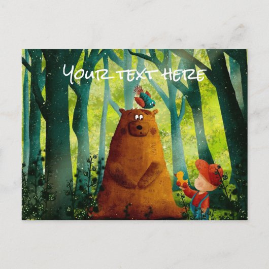 写真と文字の水かわいらし色の自然緑を追加 ポストカード (正面)