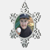 写真と文字の追加パーソナライズされた スノーフレークピューターオーナメント (右)