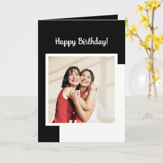 写真と文字をカスタマイズする黒と白最高のの友人 カード (黄色い花)