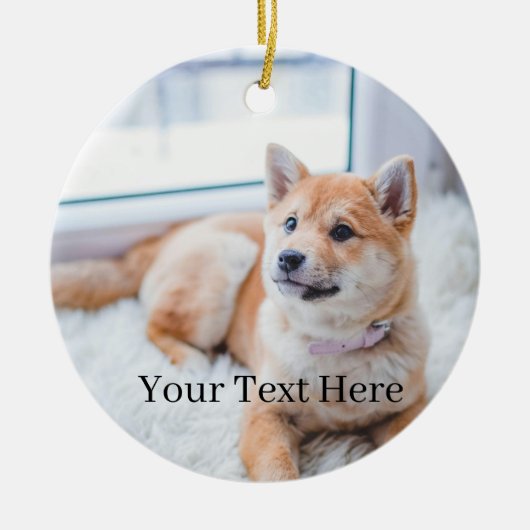 写真と文字を両面に追加カスタマイズ セラミックオーナメント (正面)