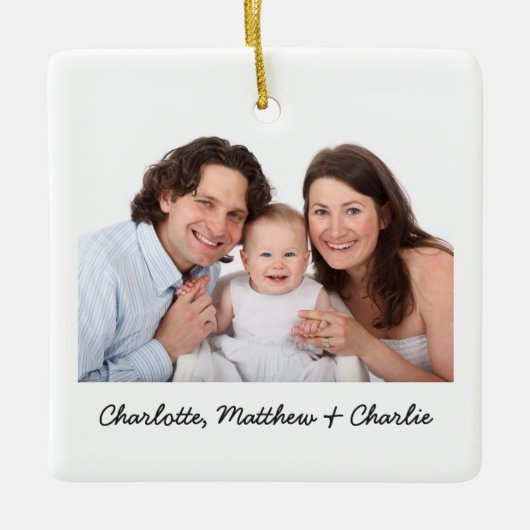 写真と文字カスタムパーソナライズされた セラミックオーナメント (正面)