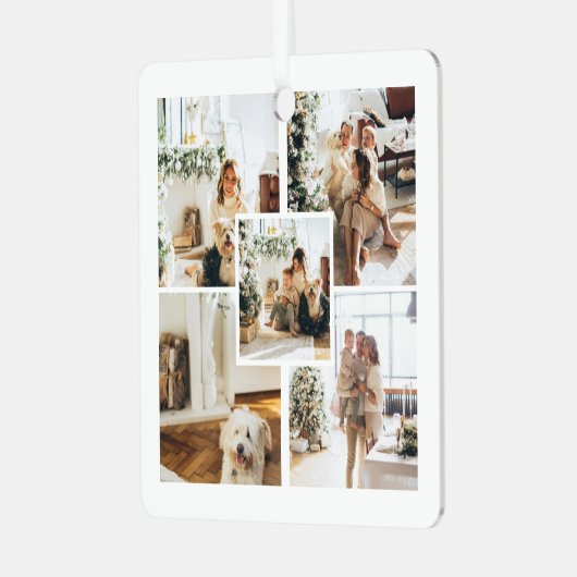 写真と文字カスタムパーソナライズされた メタルオーナメント (正面左)