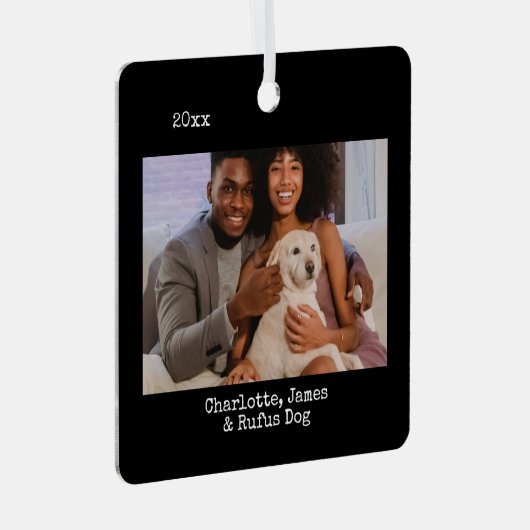写真と文字カスタムパーソナライズされた メタルオーナメント (正面右)