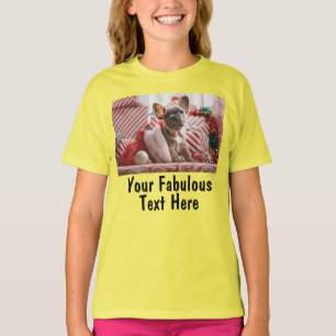 写真と文字カスタム黄色の女の子の追加 Tシャツ