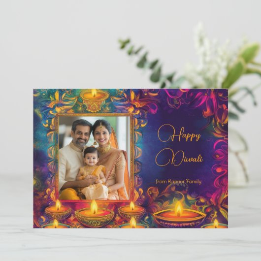 写真と文字カスタムHappy Diwali (スタンド正面)